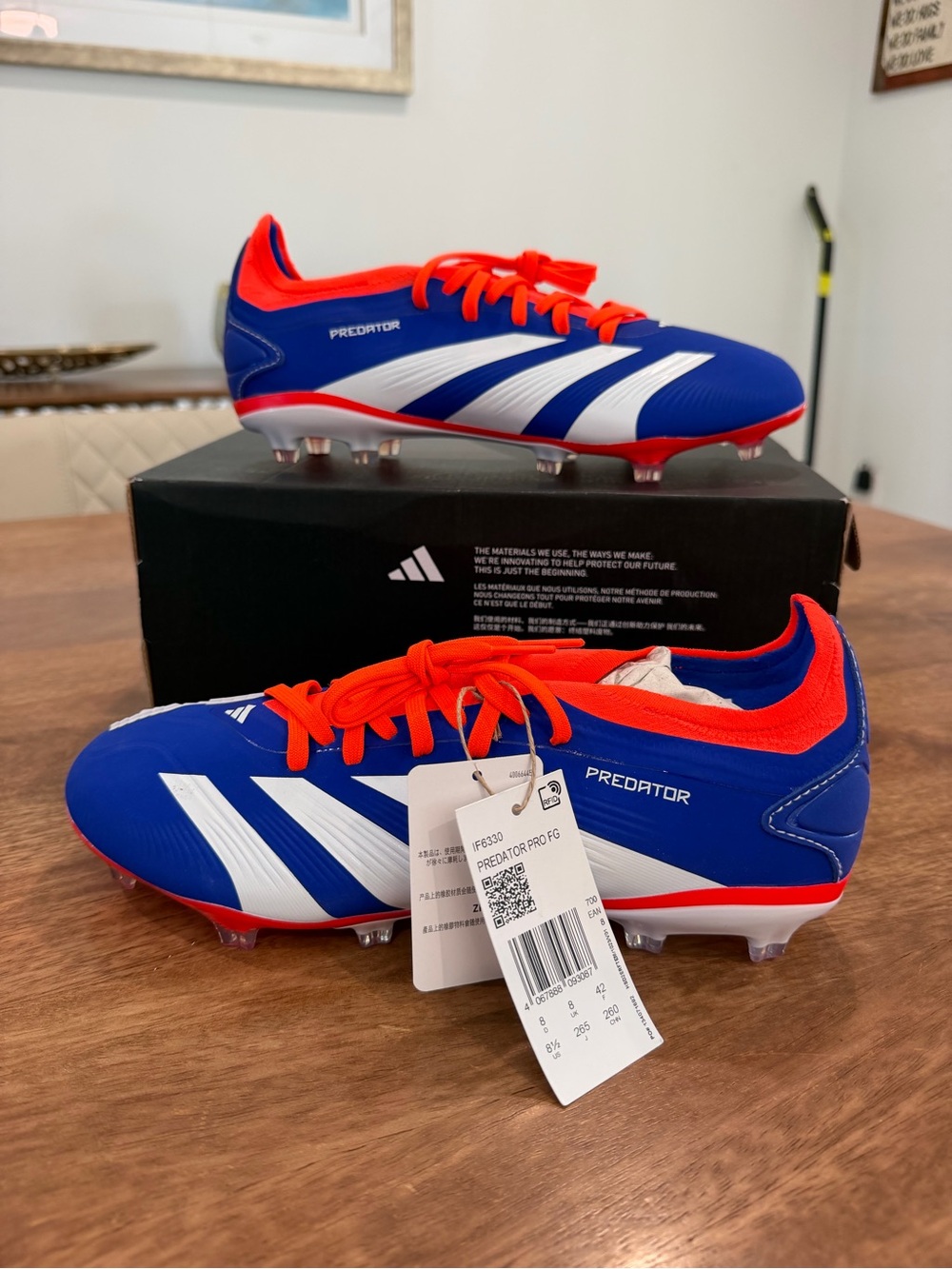 Adidas Predator PRO FG Men's Soccer Cleats - Blue/Red/White